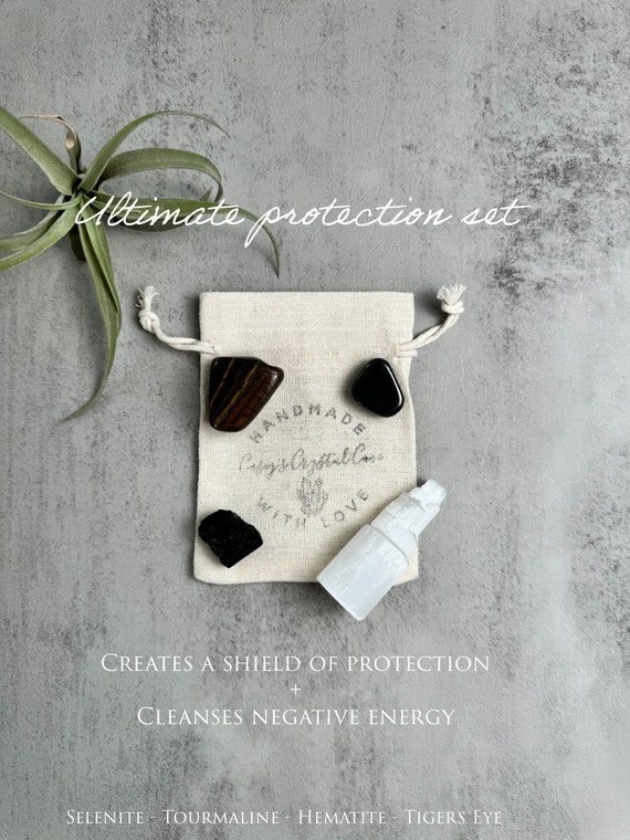Protection Crystal Set House Protection Empath Protection Energy Cleansing Black Tourmaline Selenite Gifts for Her Gifts for Him Etsy Canada