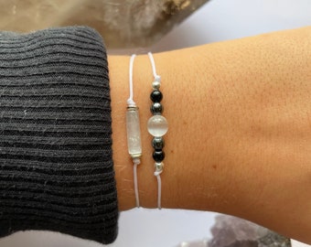 Selenite and black tourmaline powerful protection bracelet, energy shield, gifts for her, empath protection crystals, crystal ball, Witch