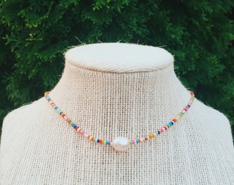 rainbow pearl necklace
