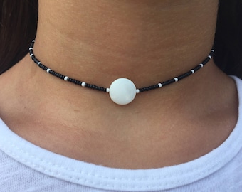 black and white necklace