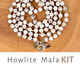 DIY 108 Mala Kit, 6mm Howlite Mala Bracelet, Prayer Beads, Gemstone Bracelet, Gift for Her, Meditation Bracelet