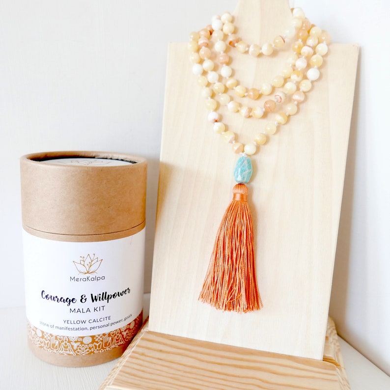 108 Mala Beads 108 Mala Necklace Courage /& Willpower Mala Necklace Kit 108 Mala Bead Necklace Tassel Necklace How to Make a Mala