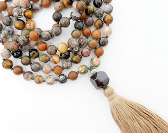 DIY Mantra Mala Kit, I am Grounded, 8mm Beads Mala Beads, DIY Mala Necklace, Yoga Gift, Prayer Beads, Meditation Necklace, Mantra