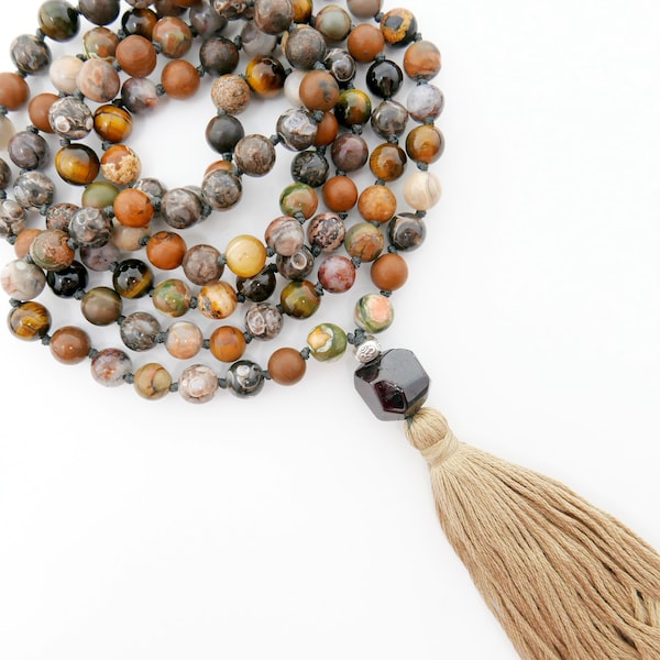 DIY Mantra Mala Kit, I am Grounded, 8mm Beads Mala Beads, DIY Mala Necklace, Yoga Gift, Prayer Beads, Meditation Necklace, Mantra