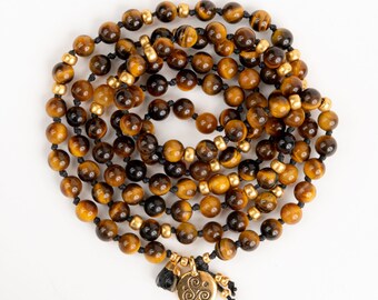 Tiger's Eye Mala Bracelet, DIY 108 Mala 6mm Beads, Tiger's Eye Wrap Bracelet, Mala Kit, Prayer Beads, Gemstone Charm Bracelet, Yogi Gift