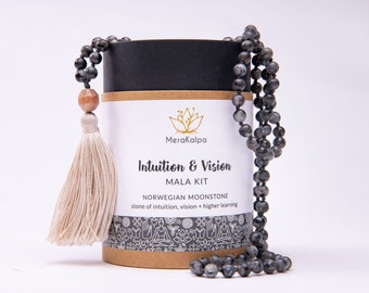 Norwegian Moonstone Mala Kit, Gemstone Mala Necklace, DIY 108 Mala 6mm, Prayer Beads, Crystal Necklace, Gem Mala Beads