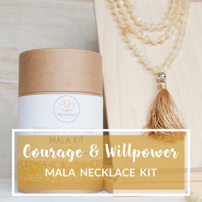 108 Mala Beads 108 Mala Necklace Courage /& Willpower Mala Necklace Kit 108 Mala Bead Necklace Tassel Necklace How to Make a Mala