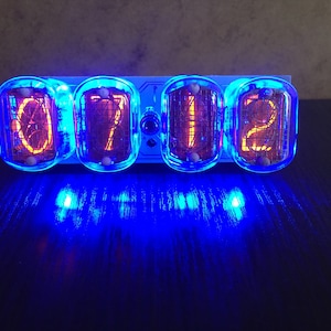 Reloj Nixie en azul de 12 pulgadas, regalo de Navidad, reloj de tubo, kit de reloj de tubo Nixie, reloj de tubo Nixie para armar uno mismo