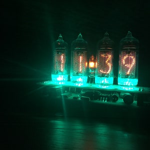 nixie clock in 14 Green 4 tube , Christmas Gift , tube clock, nixie tube clock ,nixie tube clock diy