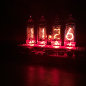nixie tube clock in 14 RED 4 tube , Christmas Gift , tube clock, nixie tube ,nixie tube clock diy