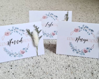 Dried Flower Congratulations Card | Personalised | Dried Flower Card | New Baby | Wedding | Flower Wreath | Handmade Card