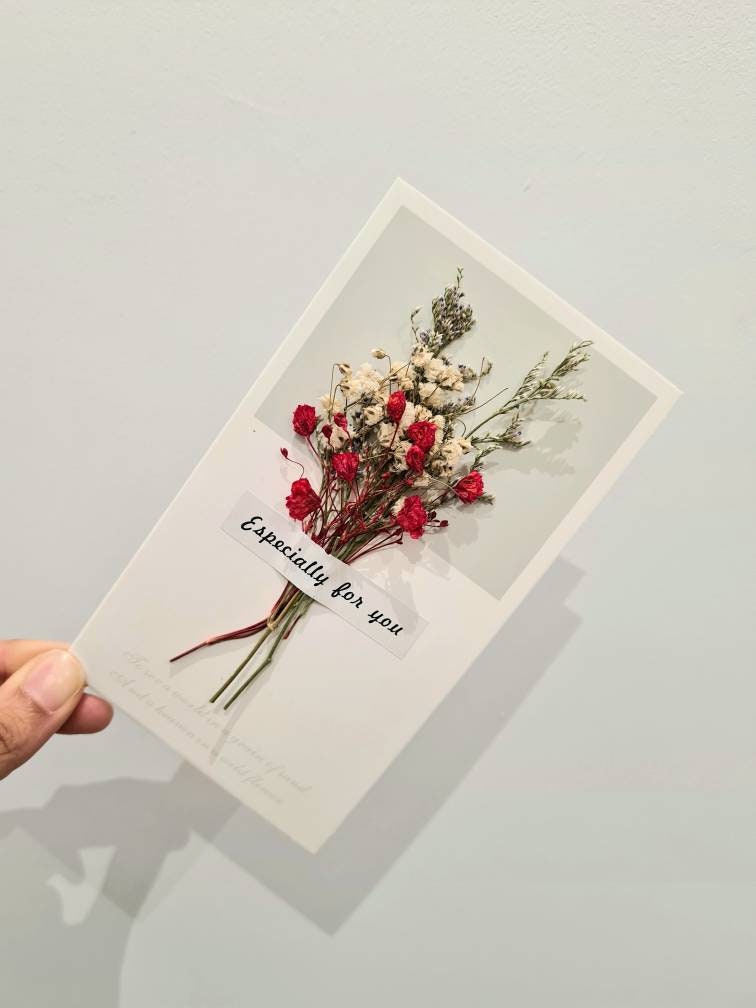 Personalised Christmas Flower Cards Christmas Dried Flowers Etsy UK