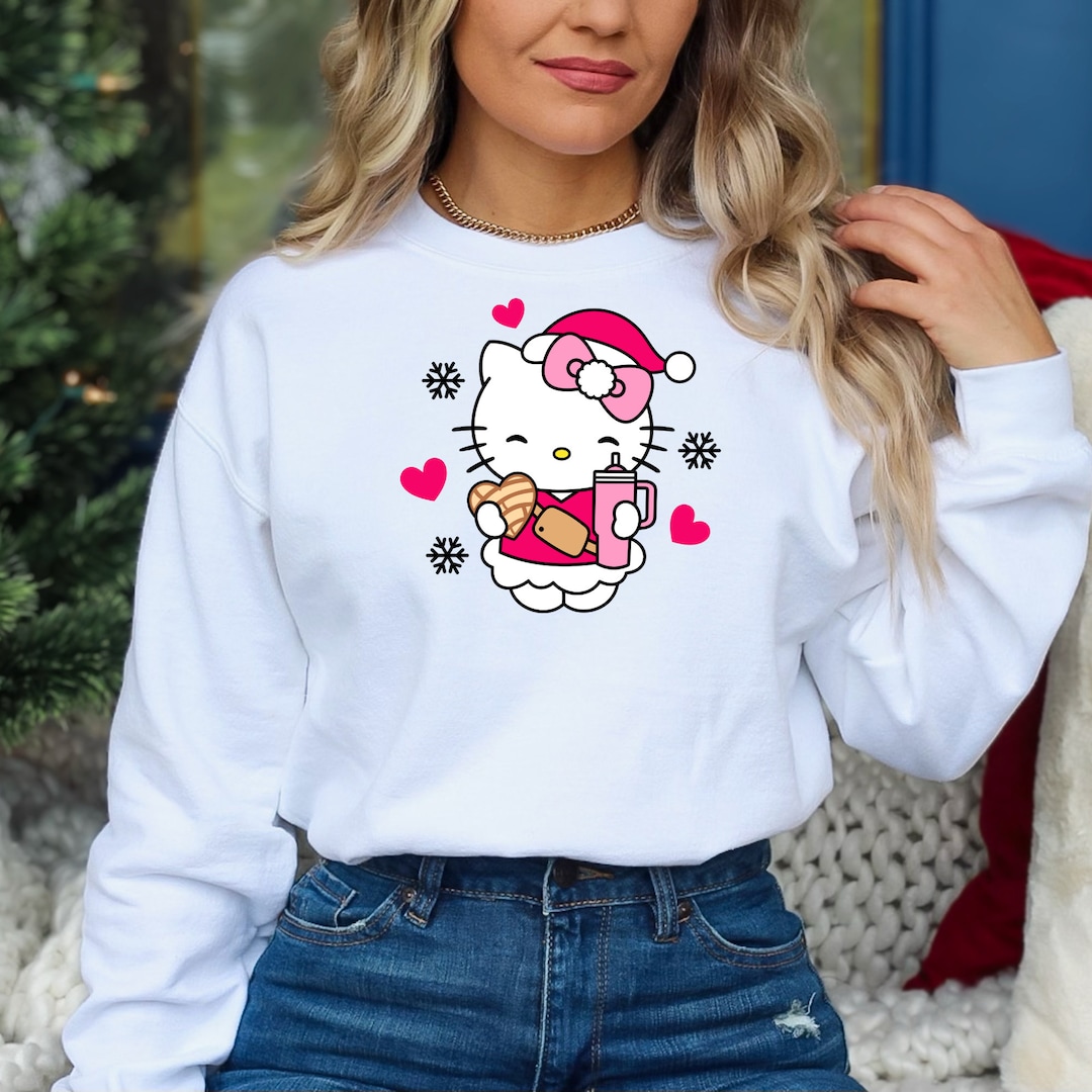 Hello Kitty Sweater Hello Kitty Xmas Sweater Cute Holiday Etsy