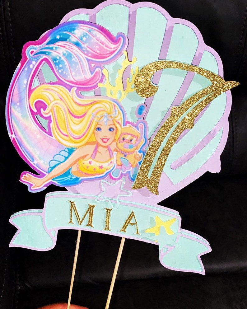 Barbie Mermaid Cake Topper Cake Topper Mermaid Theme Barbie Etsy
