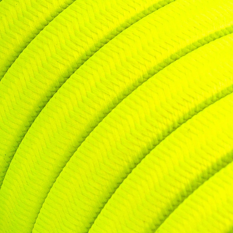 Ready-to-use 40ft String Light with Rayon Fabric Cable Yellow Fluo CF10 Kit with 10 Sockets Hook and Plug