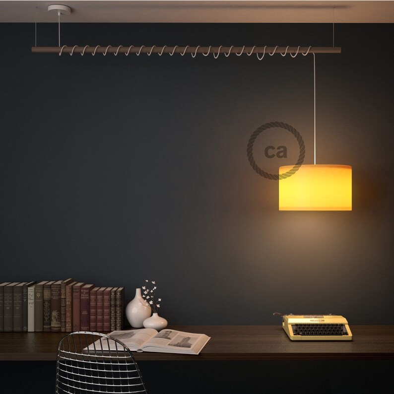 suspended lamp with Red Rayon textile cable RM09 Pendant for lampshade