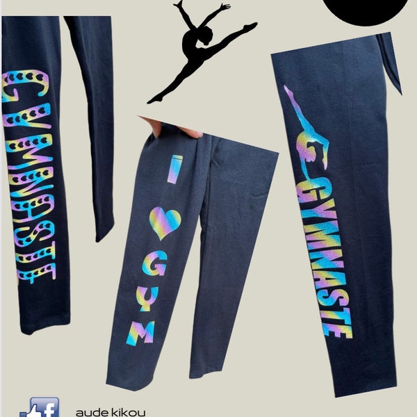 Leggings floqué gymnast  personnalisation possible arc en ciel