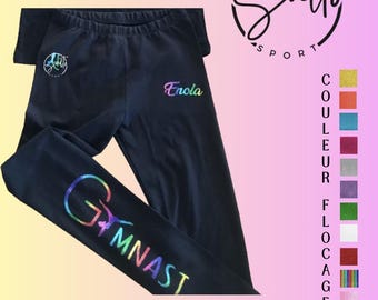 Flocked gymnast leggings Rainbow colors, customization possible