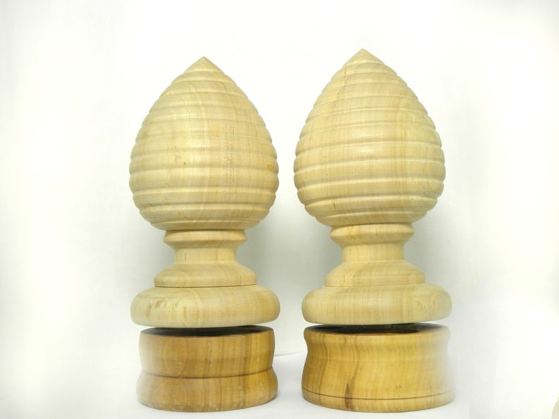 Wood Finials Curtain Rods 2 Pieces Curtain Pole Post Craft Etsy