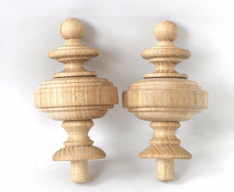 Wood Finials 2 Item Bed Post Top Wood Caps Craft Wooden Etsy