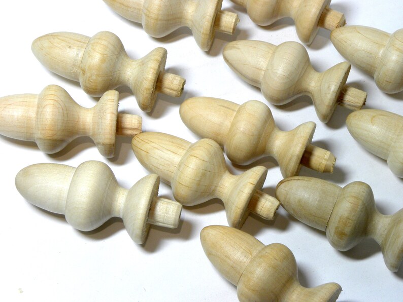 Finials Wood 5 Items Post Clock Craft Vintage Cap Newel Etsy