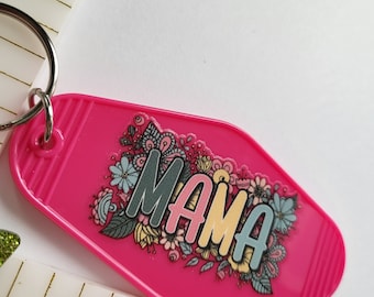 Retro style motel keychain - mama, Gift for mom, Gift for new mom. Mother