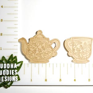 SILICONE MOLD for resin, teapot and teacup. approx 2.25x2.5 inch flat mold, gift for crafter, resin artist