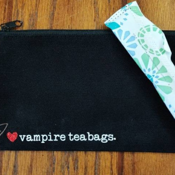 Vampire teabags zipper pouch, Gift for her daughter sister friend bridesmaid, Shark week pouch, Period bag