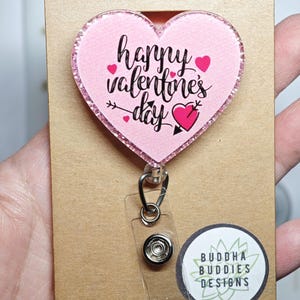 Valentine&#39;s Day Badge Reel, Heart Badge Holder, Valentine Gift, Love Badge Reel