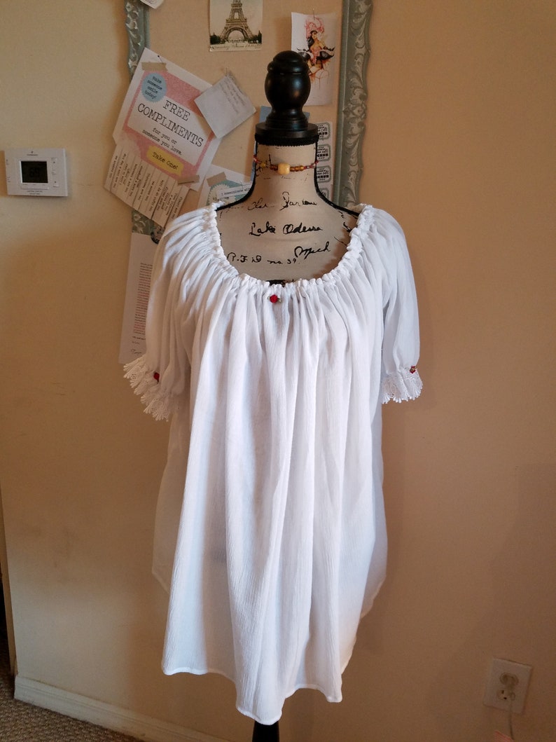 Kevay Renaissance Lovely Gauze Blouse W/lace - Etsy