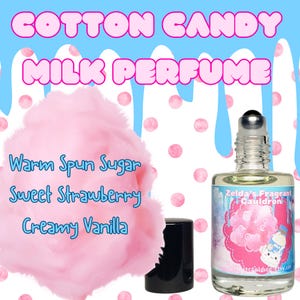 Cotton Candy Milk Perfume | Pink Cotton Candy | Vanilla | Super Sweet Fragrance | Gourmand Scent | Indie Handmade | Cute Pastel | Fun Girly