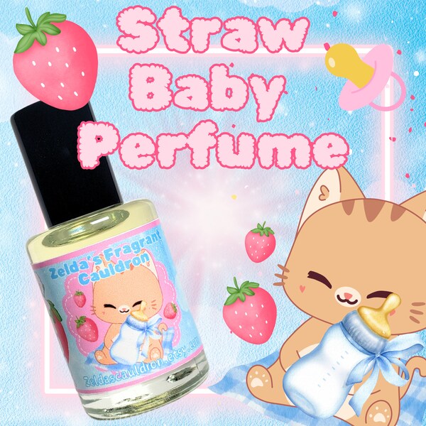 Straw Baby Perfume | Handmade Perfume | Strawberry Milk | Vanilla | Light Baby Powder | Pink Lipstick | Sweet and Comforting | Oil and Spray