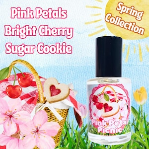 Pink Petal Picnic Perfume | Spring Collection | Pink Petals | Cherry | Sugar Cookie | Handmade Indie Fragrance | Zelda's Cauldron | Floral