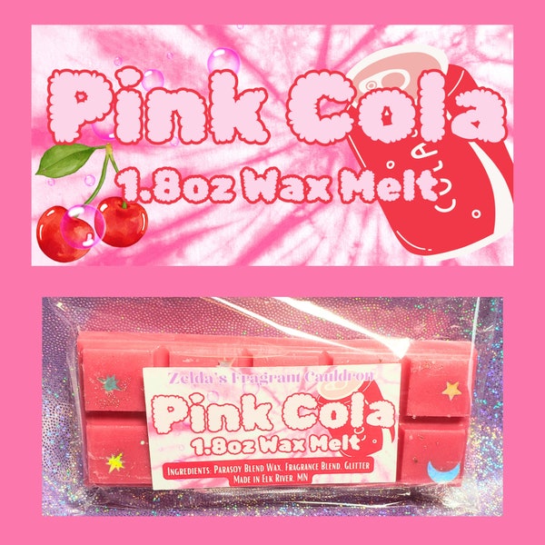 Pink Cola Wax Melt | Cherry Cola | Fizzy Cola | Fresh Juicy Cherry | Snap Bar Wax Melt 1.8oz | Vendor Wax | Realistic Cola Scent | Strong