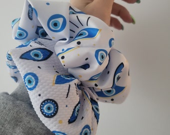 Oversized evil eye scrunchie, eye hair tie, evil eye hairpiece, large scrunchie