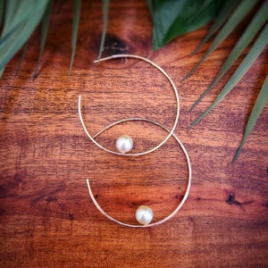 Tahitian Pearl Open Hoops Freshwater Pearl