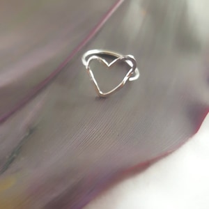 Open Heart Sterling Silver Ring | Hammered | Modern | Geometric | Handmade in Hawaii