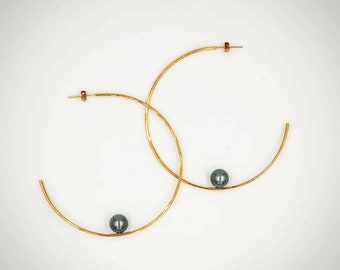 Tahitian Pearl Open Hoops