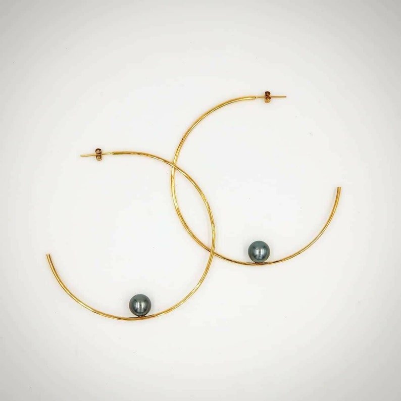 Tahitian Pearl Open Hoops Tahitian Pearl