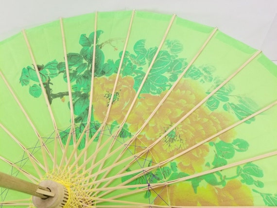Antique Japanese Parasol 1920s Umbrella Bamboo - image 2