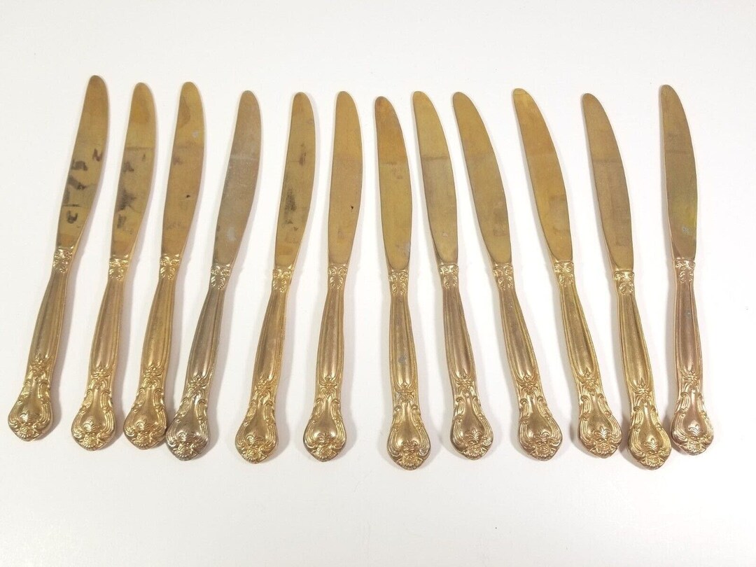 12 Godinger Grand Master Gold Electroplate Flatware KNIVES SET Etsy