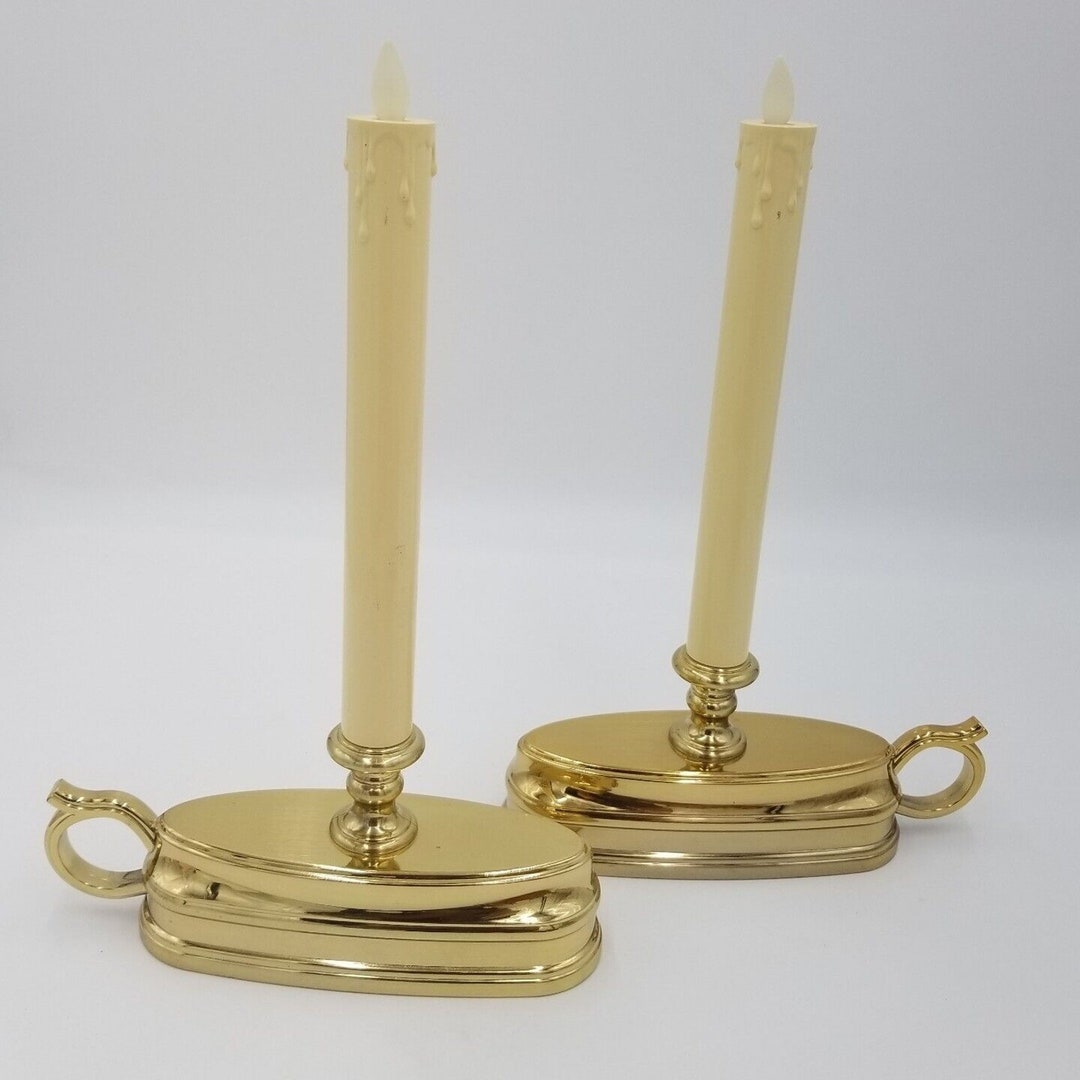 Luminara Set of 2 Colonial Flameless Window Candles BRASS GOLD COLOR Etsy