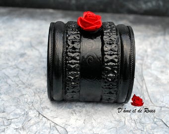Bracelet 3 Baroque cuff to the Rose Rouge