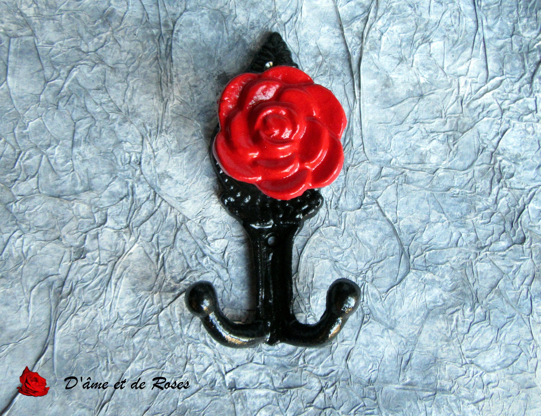 Red Rose Hook Rack Black and Red Rose Hook - Etsy
