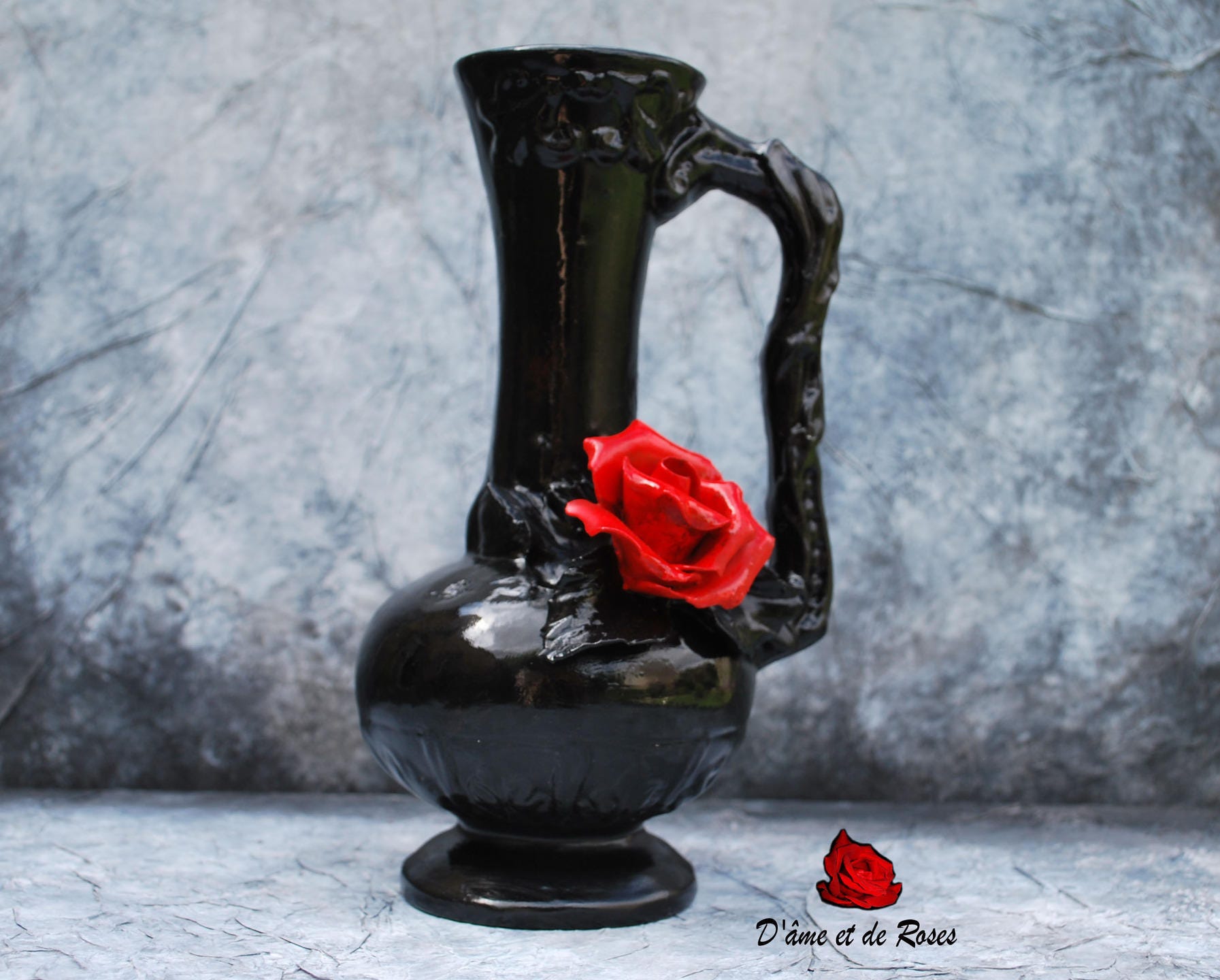 Vase 2 Baroque à La Rose Rouge