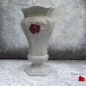 Vase 3 en fonte gris et rose prune