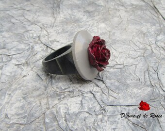 Ring 5 gray and pink and plum