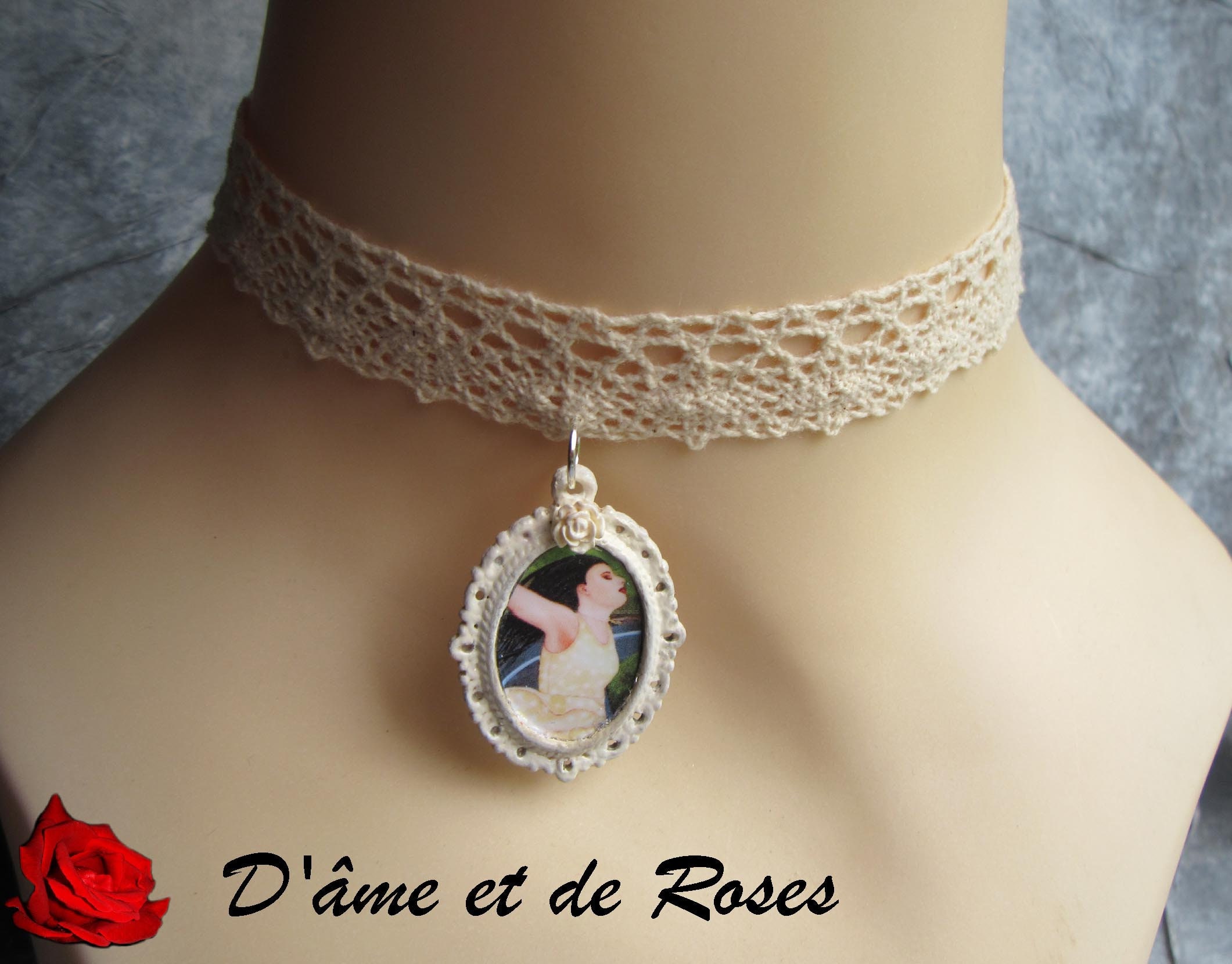 Collier Ras-de-cou Femme Avec Pendentif Fleur Ivoire - Argent 925 - Longueur 46,5 Cm - Neuf Avec étiquettes