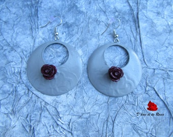 Earrings 5 gray and pink and plum