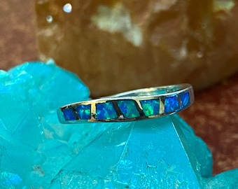 Imitation Opal Inlay 925 Silver Ring
